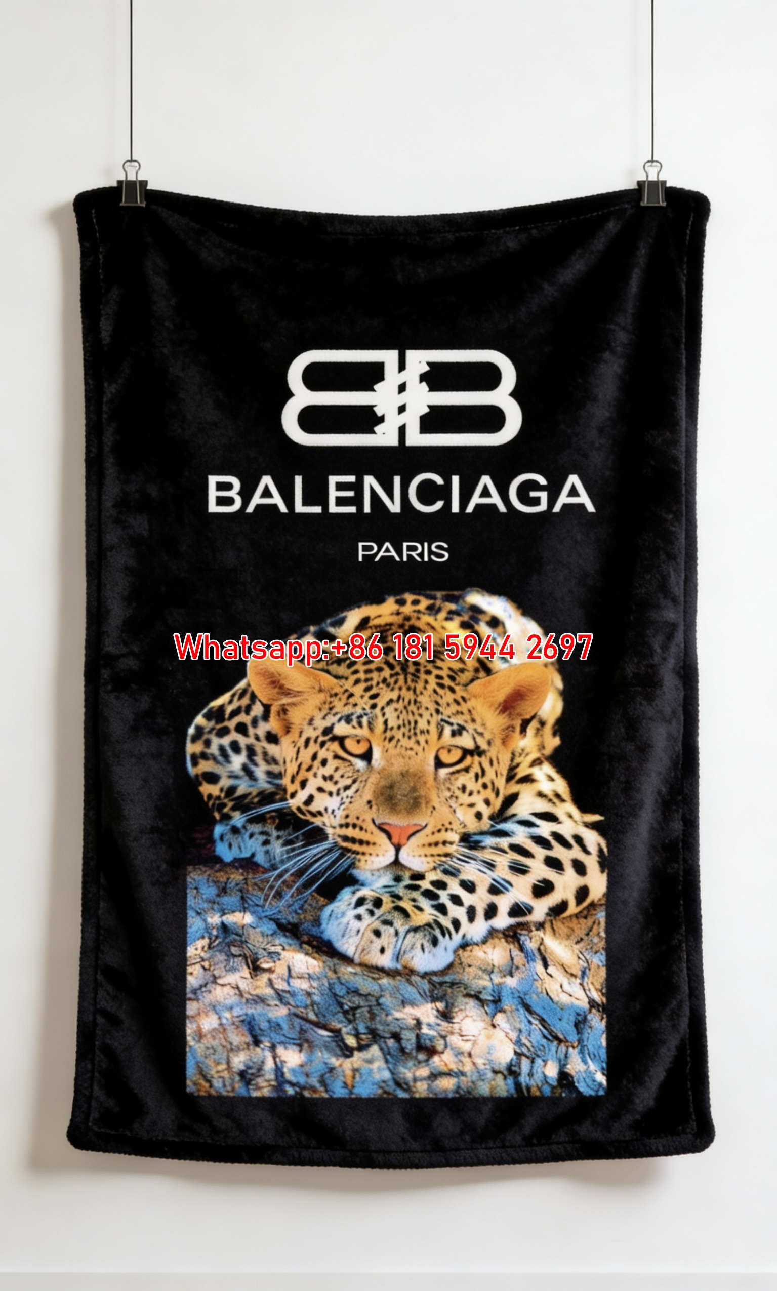 Balenciaga Leopard Print Flannel Sofa Throw Blanket Luxury Brand Cover BA017